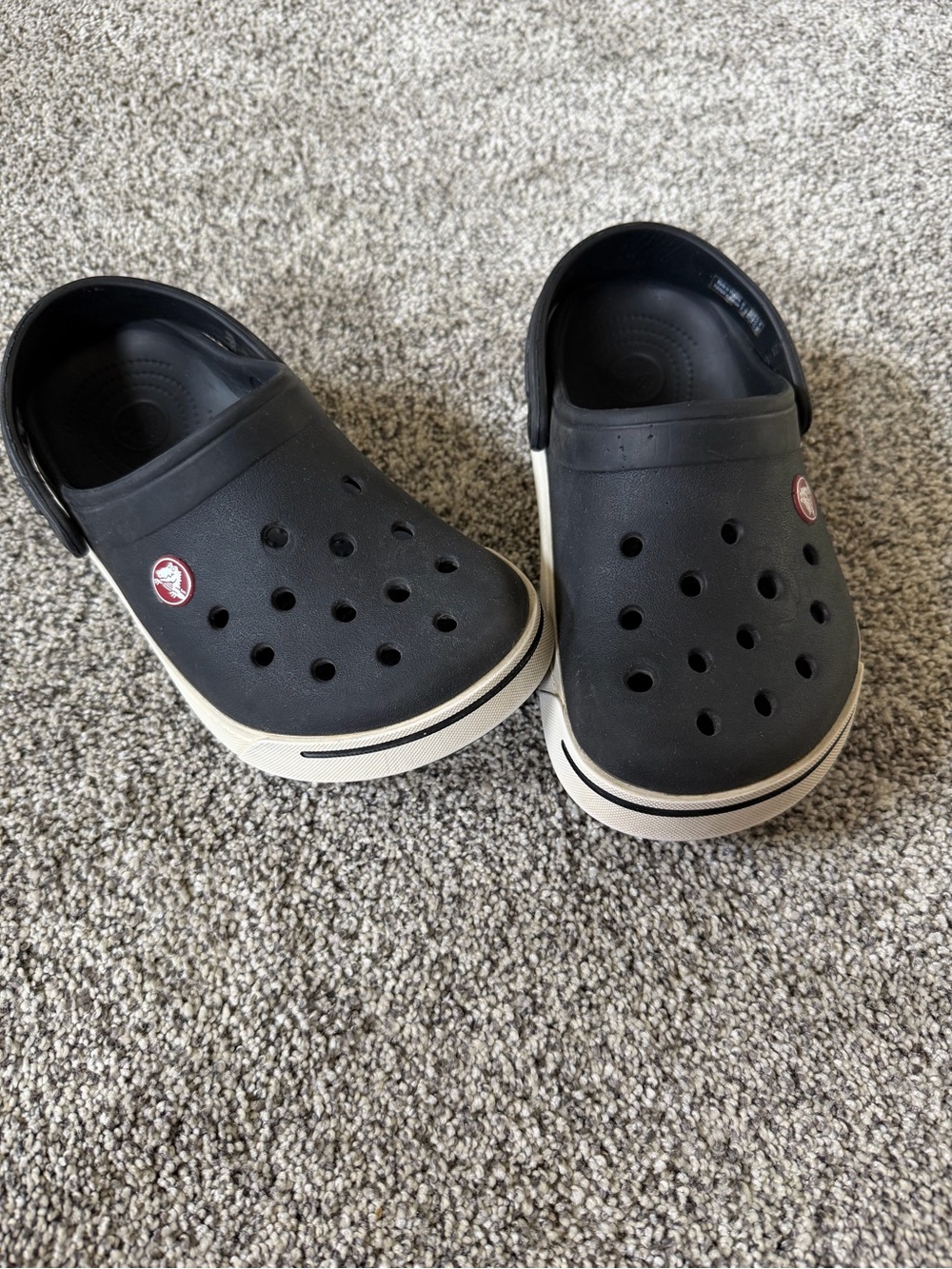 CROCS Kids Black Clogs with Cream Trim